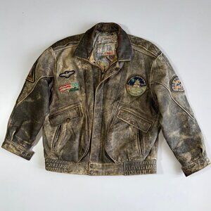 Vintage Expresse Type A-2 Distressed Leather Bomber Flight Jacket - L